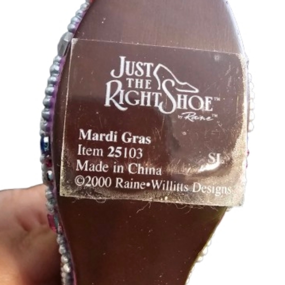 Just The Right Shoe Pink & Purple Embellished "Mardi Gras" Wedges By Raine 2000 - Picture 5 of 9